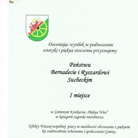 Pierwsze miejsce w Gminnym  konkursie  " MÓJ PIĘKNY OGRÓD "