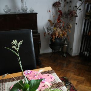 Zrobiłam również mini bukiecik z liści bzu, paproci, trawy ozdobnej, dołożyłam jeszcze kwiaty rododendrona i stokrotki :)