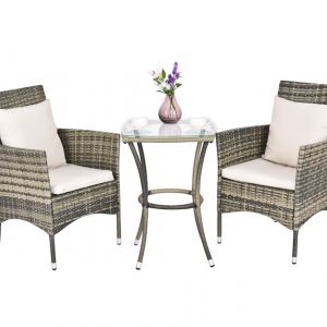 Meble ogrodowe rattanowe – stolik i dwa krzesła, Costway