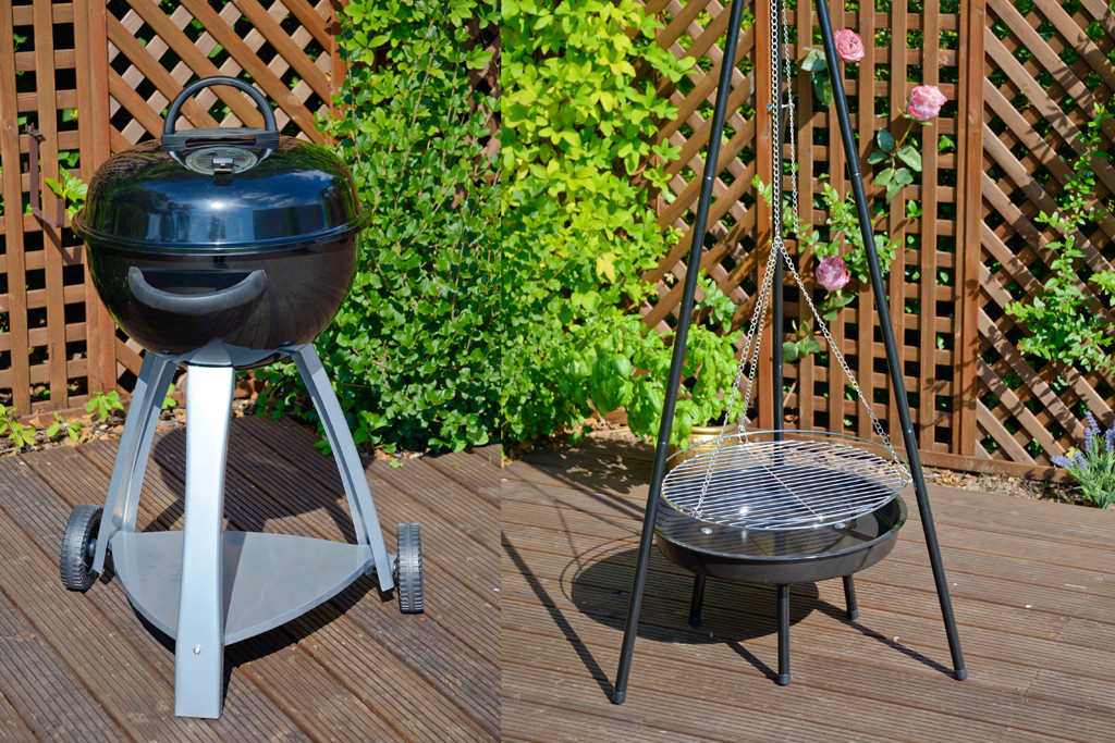 Grill kociołek (po lewej) ma pokrywę z systemem regulacji dopływu powietrza, co umożliwia kontrolę temperatury, daje niepowtarzalny smak i ogranicza przypalenie potraw. Po prawej grill wiszący. Obydwa modele pochodzą z kolekcji Master grill&party