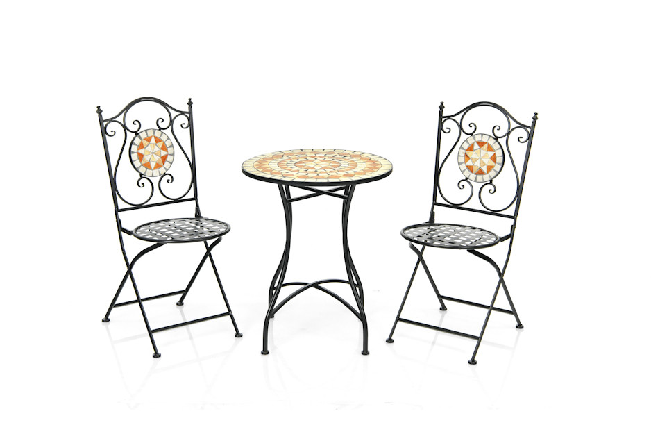 Okrągły stół ogrodowy i krzesła z mozaiką, Costway